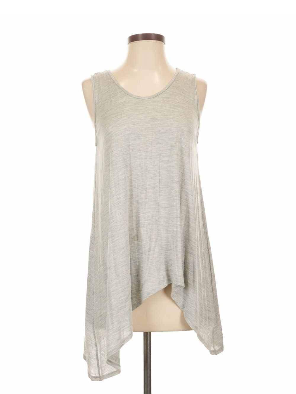 Eileen Fisher Asymmetrical Silk and Cotton Lightweight Gray Scoop Neck Tank Top